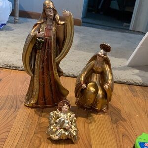 Bronze and Gold Nativity Figurines